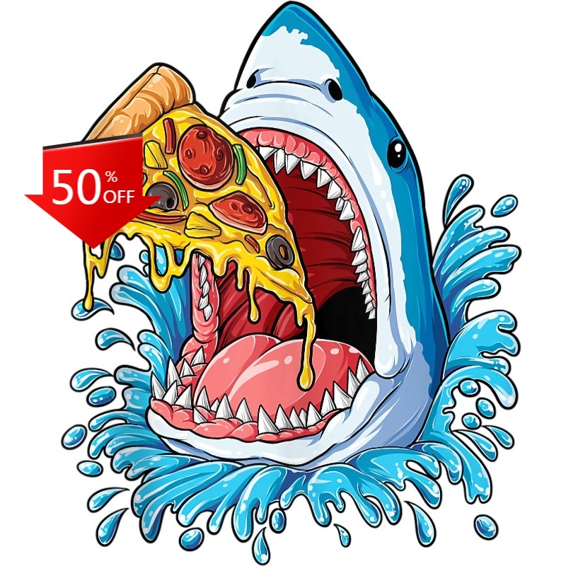 Food Snacks To Eat - Naklejka Rekin Jedzący Pizzę Przekąska Jedzenie
