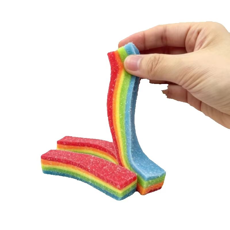Candy Sour Strip - Miękka tęczowa piłka antystresowa, zabawka do
