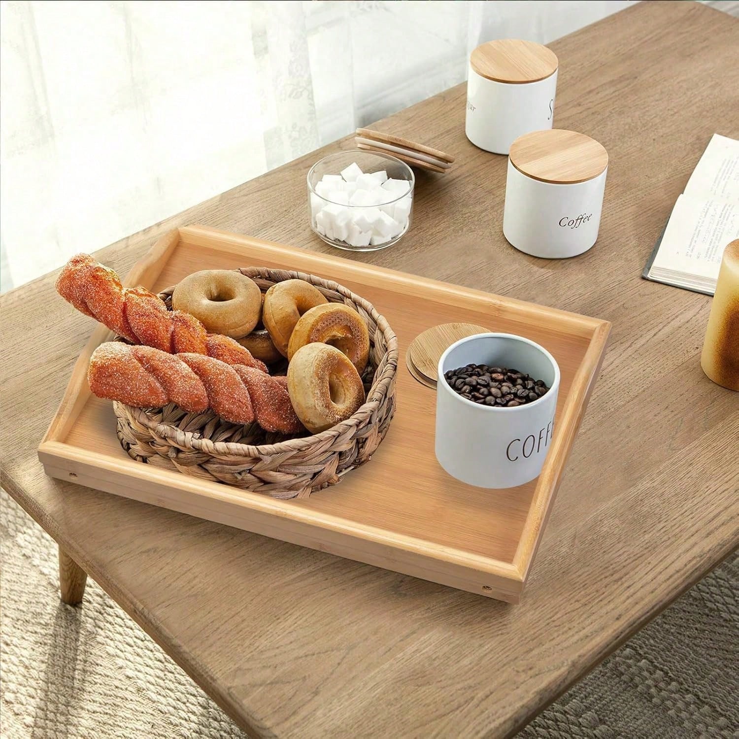 Taca na łóżko, drewniana taca  – Food Snacks To Eat recenzja i cena